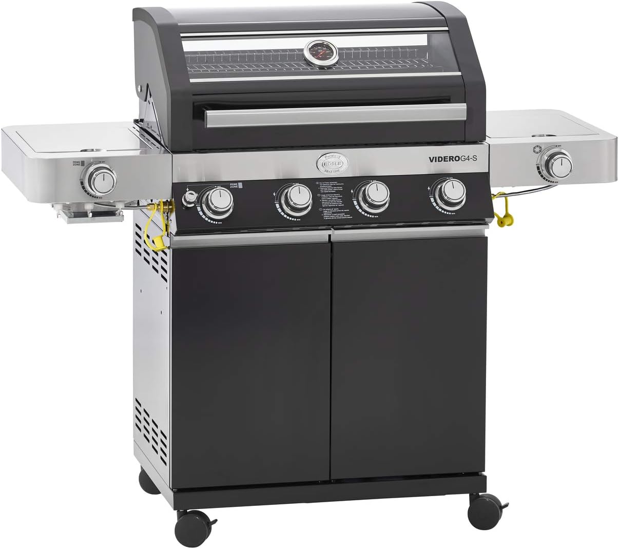 Griglie a gas naturale, barbecue a gas, stazione BBQ VIDERO, extra: primezone e bruciatore laterale, tavolini laterali richiudibili, RÖSLE G4-S