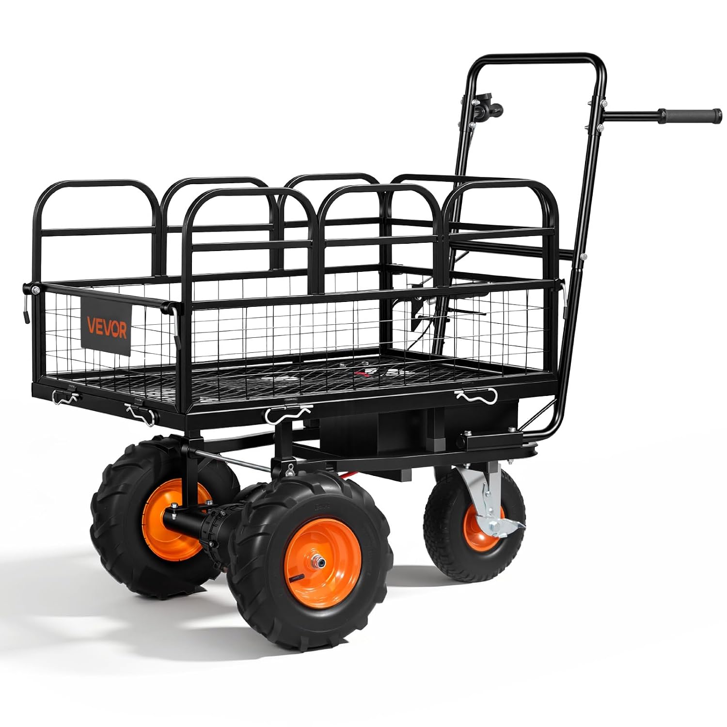 Trolley, Carrello Elettrico da Giardino, per Fattoria e Cortile Trasporto Oggetti, con Pianale di Carico Modulare Multiuso, VEVOR