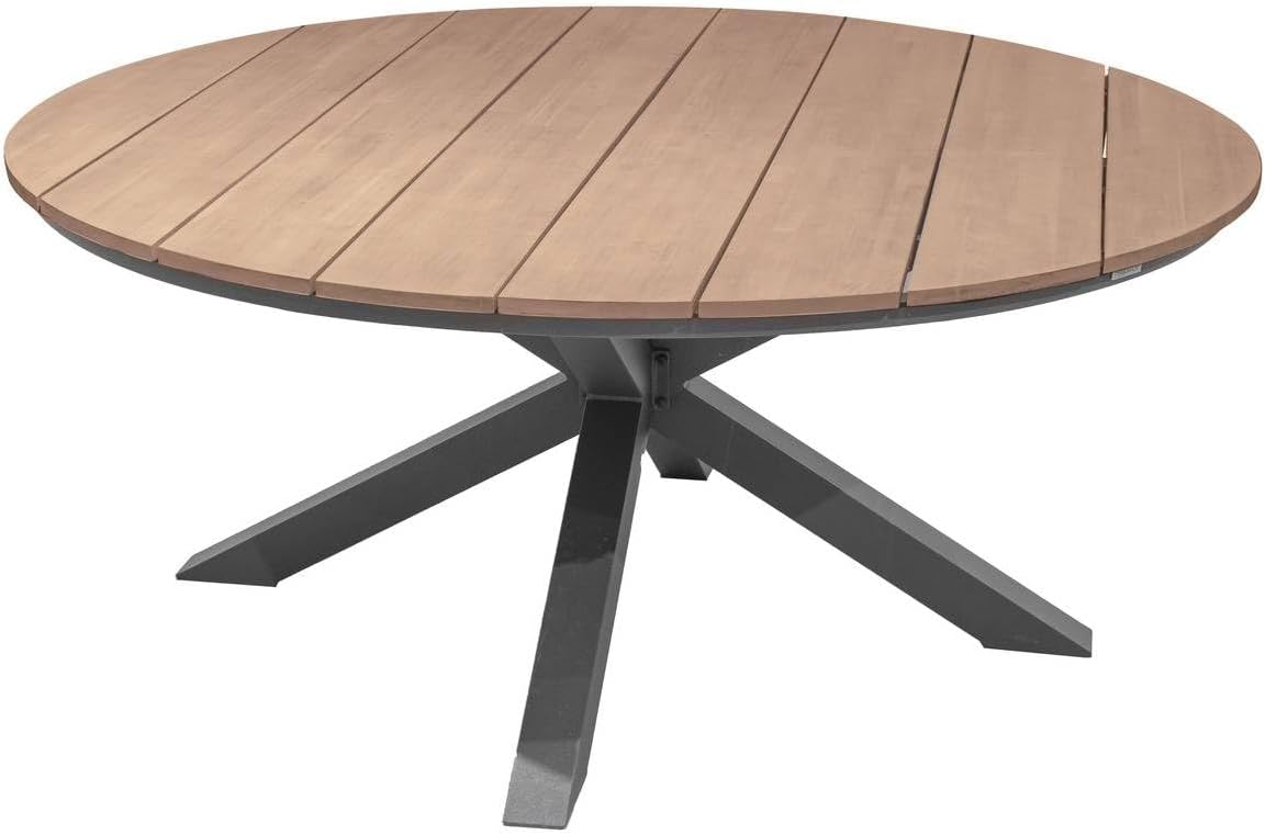 HESPERIDE Tavoli standard, Hespéride - Tavolo da giardino rotondo oriengo in acacia e grafite, in alluminio trattato con resina epossidica