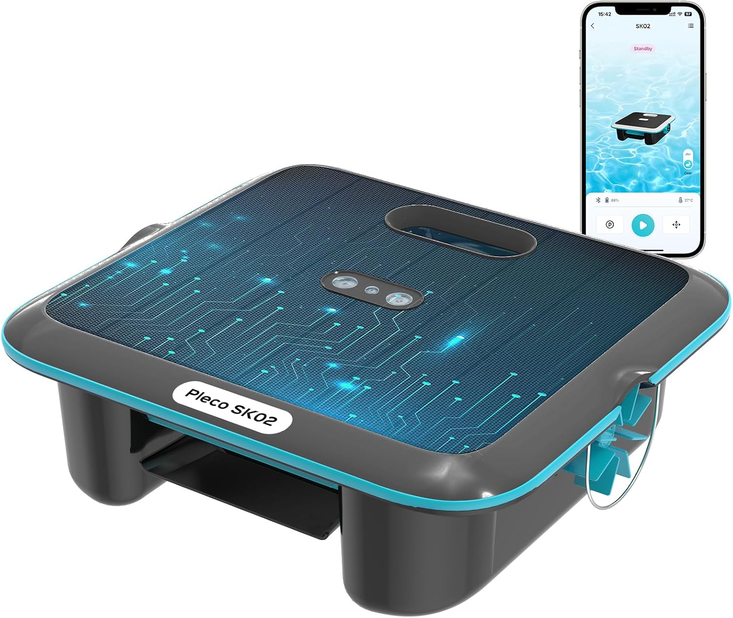 Pulitori automatici, Doppia Ricarica, Sensore Temperatura, Robot Piscina Skimmer con Controllo App, Generic SK02