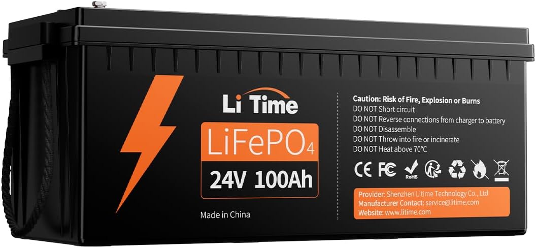 Batterie a ciclo profondo, Camper, Solare, Nautica, Applicazioni Off-grid, 24 V 100 Ah Batteria al Litio, Batteria Lifepo4 con BMS, Litime 100A