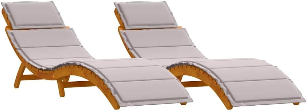 vidaXL Lettino prendisole, Seduta da giardino, reclinabile elegante per terrazza e relax all'aperto, 2 pcs Talpa Legno di Acacia Massello