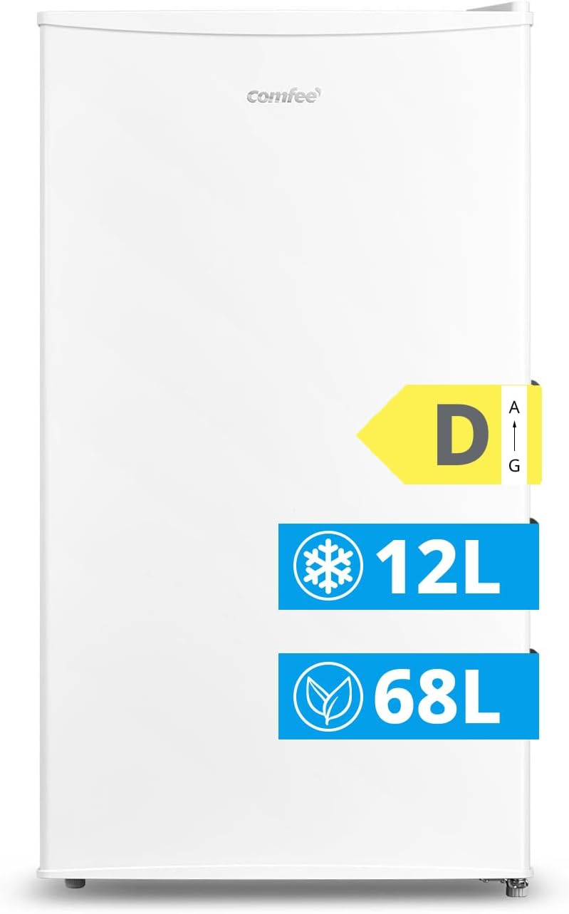 Frigorifero combinato, Camera, Bassa Rumorosità 39 dB, Frigo Monoporta, Porta Reversibile, Compressore Inverter, Luce LED, Ufficio, COMFEE' RCD80WH3