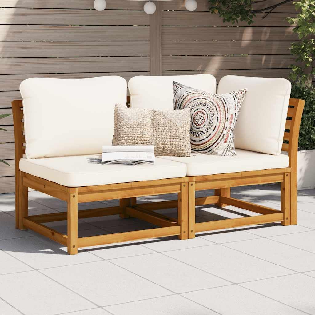 Set mobili da giardino, Set Salotto da Giardino 2 pz con Cuscini Legno Massello Acacia, unità per Divano componibile da Esterno, Generico