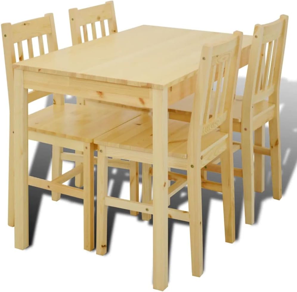vidaXL Set sala da pranzo, Set da Pranzo in Legno Colore Naturale Salotto Tavolo e 4 Sedie Cucina