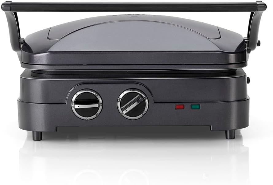 Padelle grill, Grill Piastre anti-aderenti rimovibili e lavabili in lavastoviglie, Utilizzabile chiusa o aperta, blu, CUISINART GR47BE