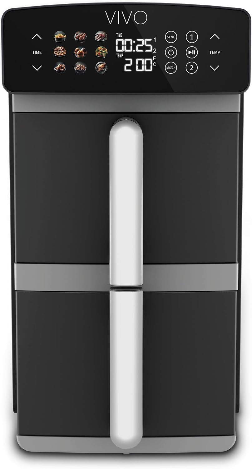 Friggitrice ad aria, Cottura su 4 Livelli, Capacità 11 Lt, 9 Programmi, Temperatura da 60° a 220°, 2400 W, Doppio Cestello Verticale, CLASSE ITALY