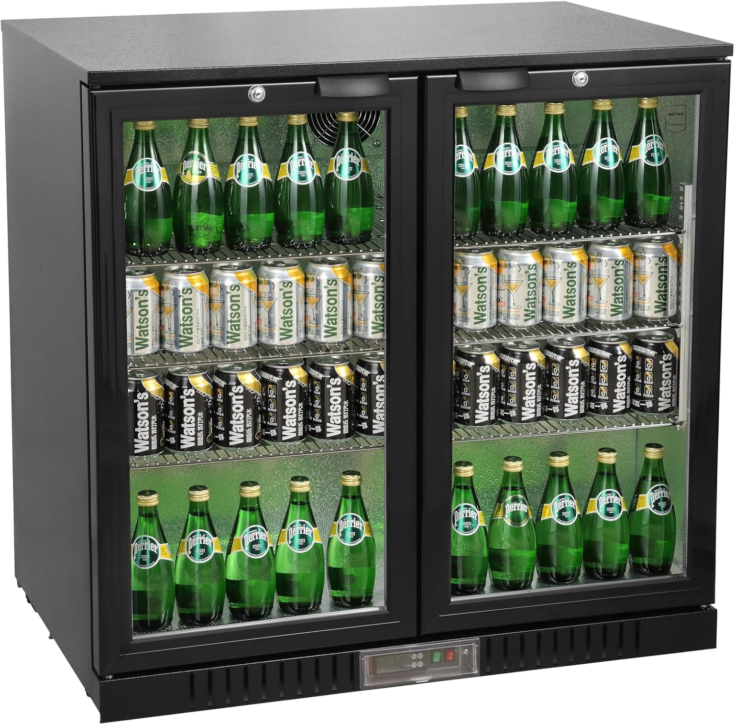 METRO Professional Frigoriferi per bevande, vetro, Refrigerazione Ventilato, con Serratura e Chiave, 198 L, acciaio, alluminio
