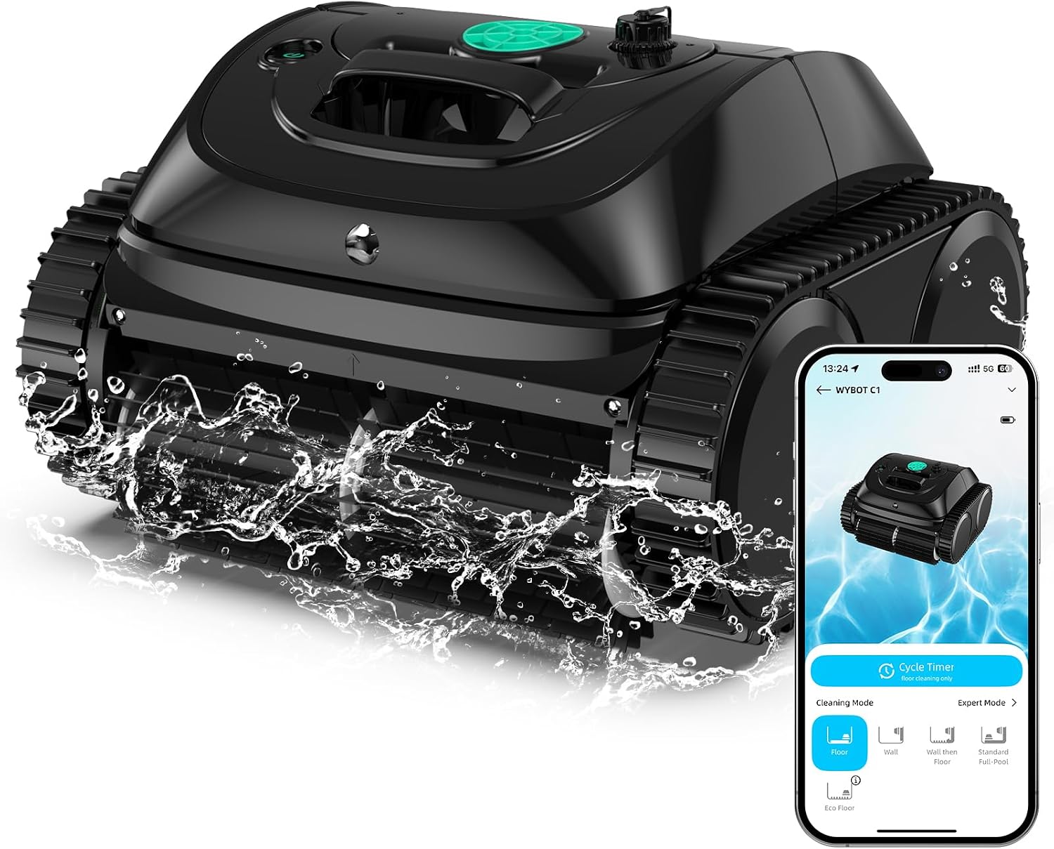 WYBOT Pulitori automatici, Pulizia Fondo, Pareti, Linea dell'Acqua, Fino a 150m2, Robot Piscina con Triplo Motore Migliorato Funziona per 150 Mins