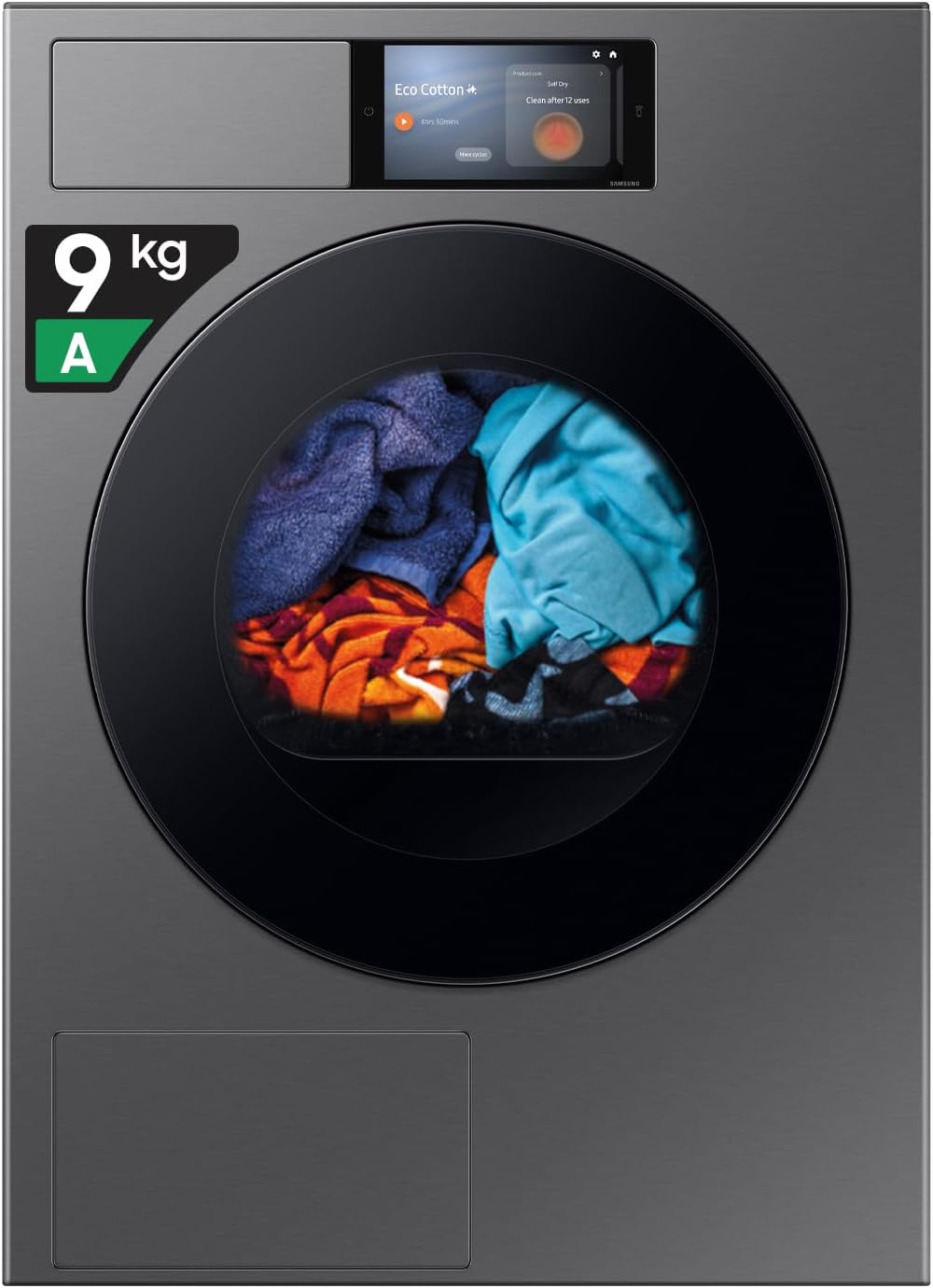 Samsung DV90F09F4S Asciugatrice, 9 kg, Bespoke AI, Pompa di Calore, Wifi, Controllo Vocale, Display AI Home, AI Dry, Carica Frontale