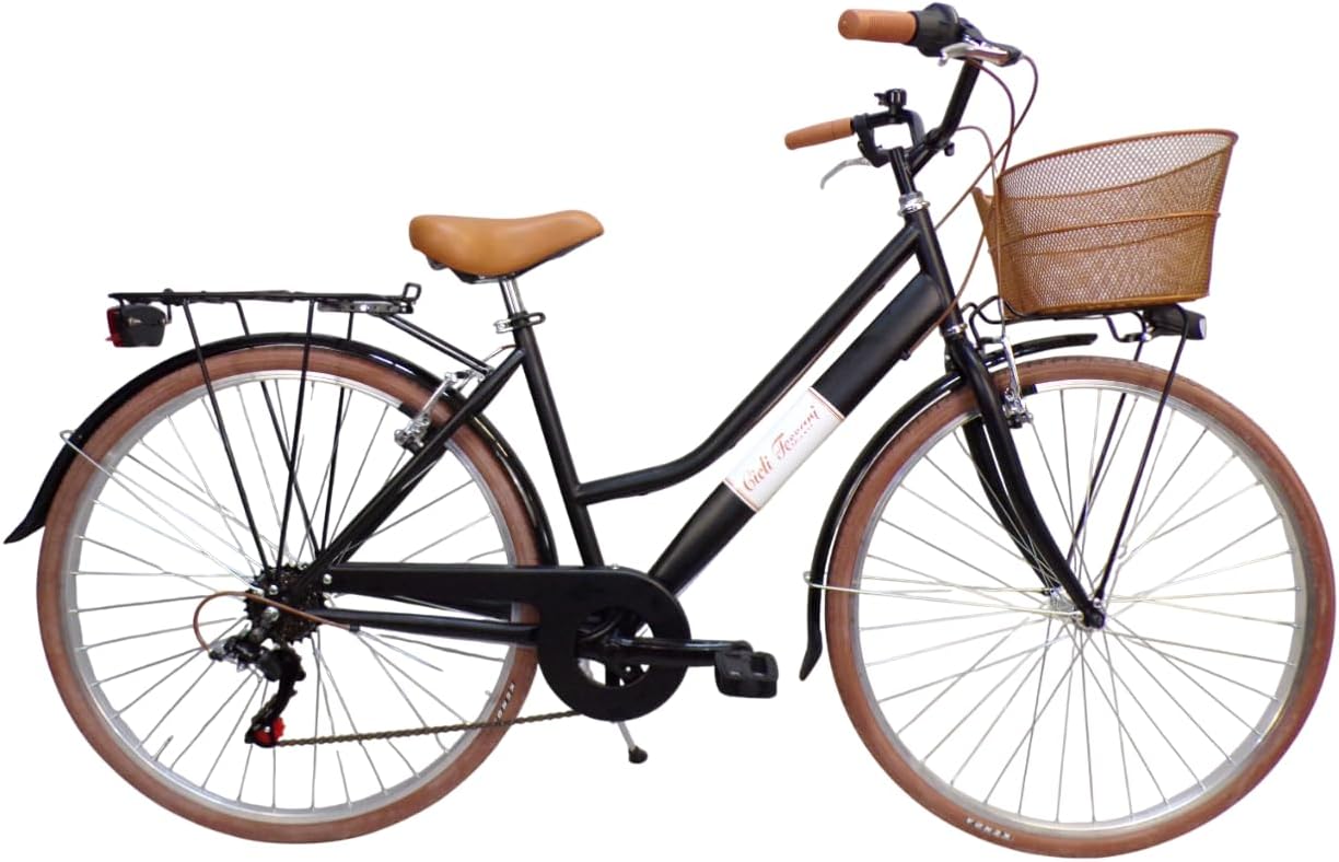 Bici da città, Cicli Tessari, bicicletta da donna city bike da passeggio 28'' con cambio vintage retro' cesto anteriore