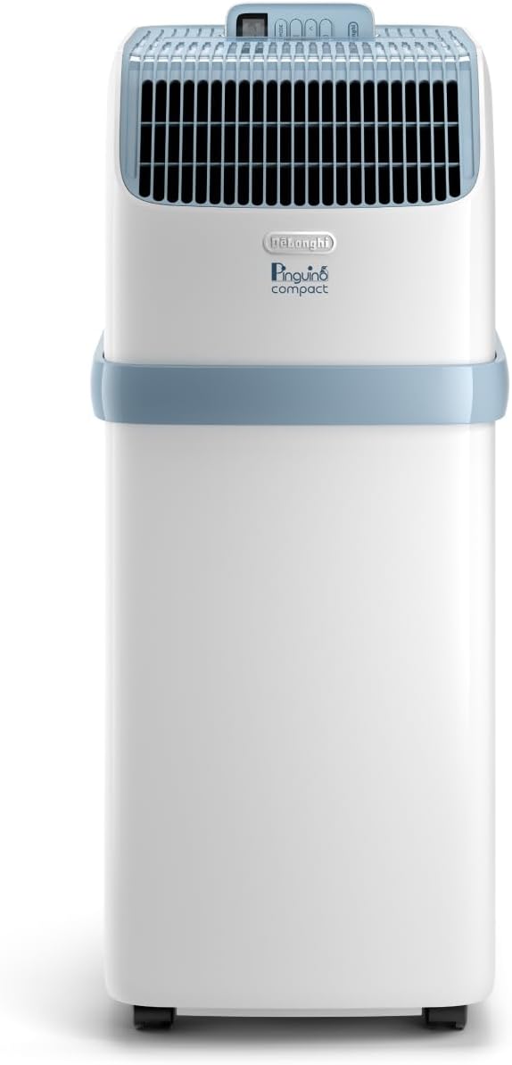 Condizionatore portatile, Silenzioso 8.300 BTU, 2.1 kW, 60m3, Gas R290, Timer 24 ore, Pinguino Compact YOUNG, Funzione Deumidificatore, De'Longhi ES72