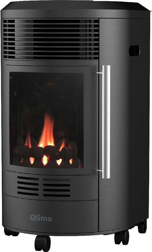 Impianti di riscaldamento a gas, Stufa A Gas Gpl Da Interno 3,4 kW Effetto Camino Nera, Qlima GH8034R