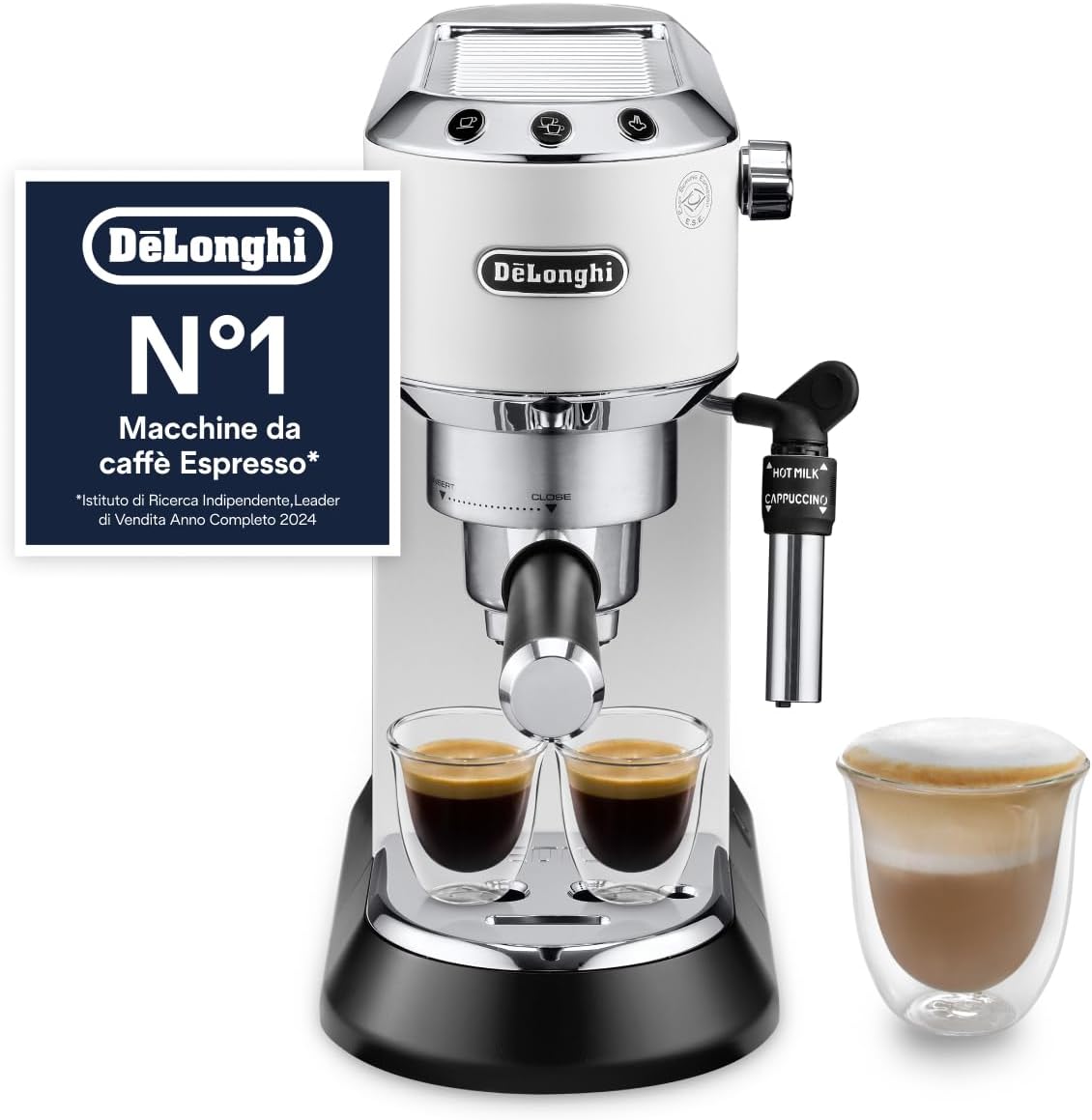 De'Longhi EC685 Macchine per espresso e cappuccino, Dedica.W Macchina da Caffè Espresso Manuale e Cappuccino, Caffè in Polvere o in Cialde E.S.E.
