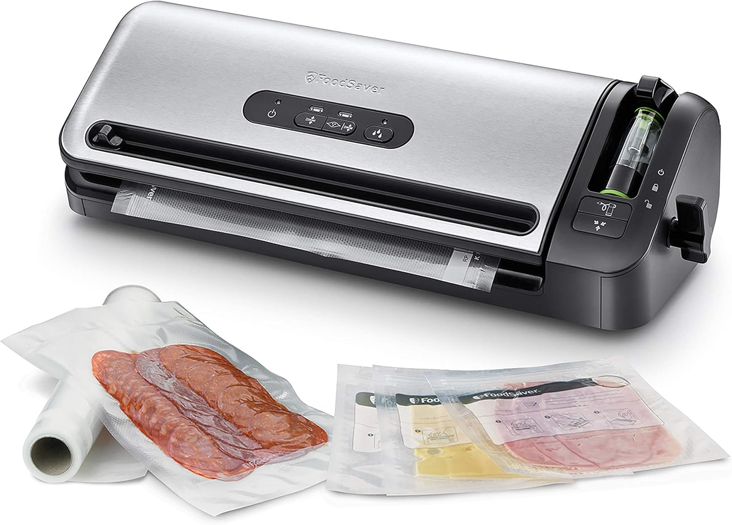 FoodSaver FFS017X Macchine sottovuoto per alimenti, umidi, portarotolo e taglierina integrati, aspirazione + sigillatura automatica, con Accessori