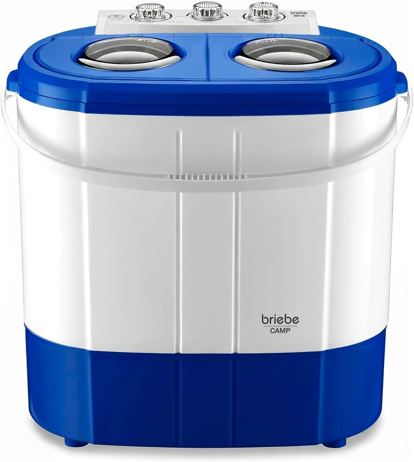 briebe Lavatrice, Camp - Mini Portatile con Centrifuga, Roulotte, Camper, Caricamento dall'alto, Nessuna installazione, Capacità 3 kg, 2 Scomparti