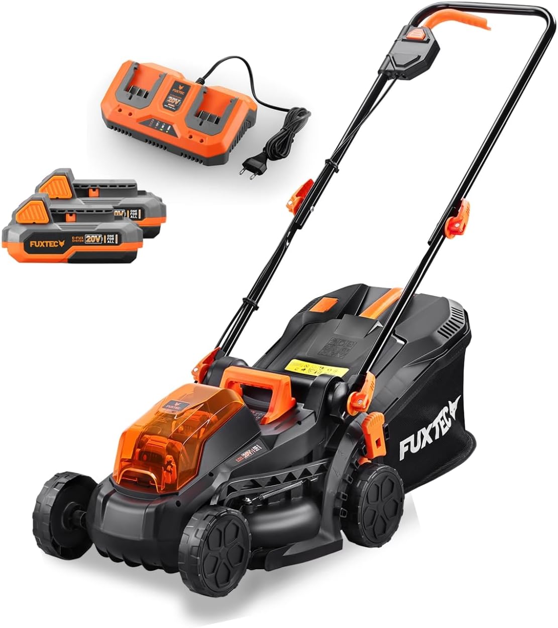 Fuxtec FX-E1RM20 Tosaerba, sacco raccoglierba 35 L, a batteria 2x20 V (40 V) SET con 2 batterie e caricatore - larghezza di taglio di 33 cm