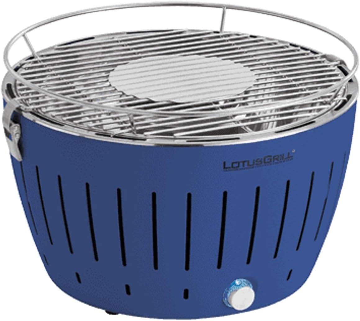 LotusGrill G34 Barbecue a carbone, LG U BL, Barbecue con batterie e cavo di alimentazione USB, 35 x 23,4 cm, Blu